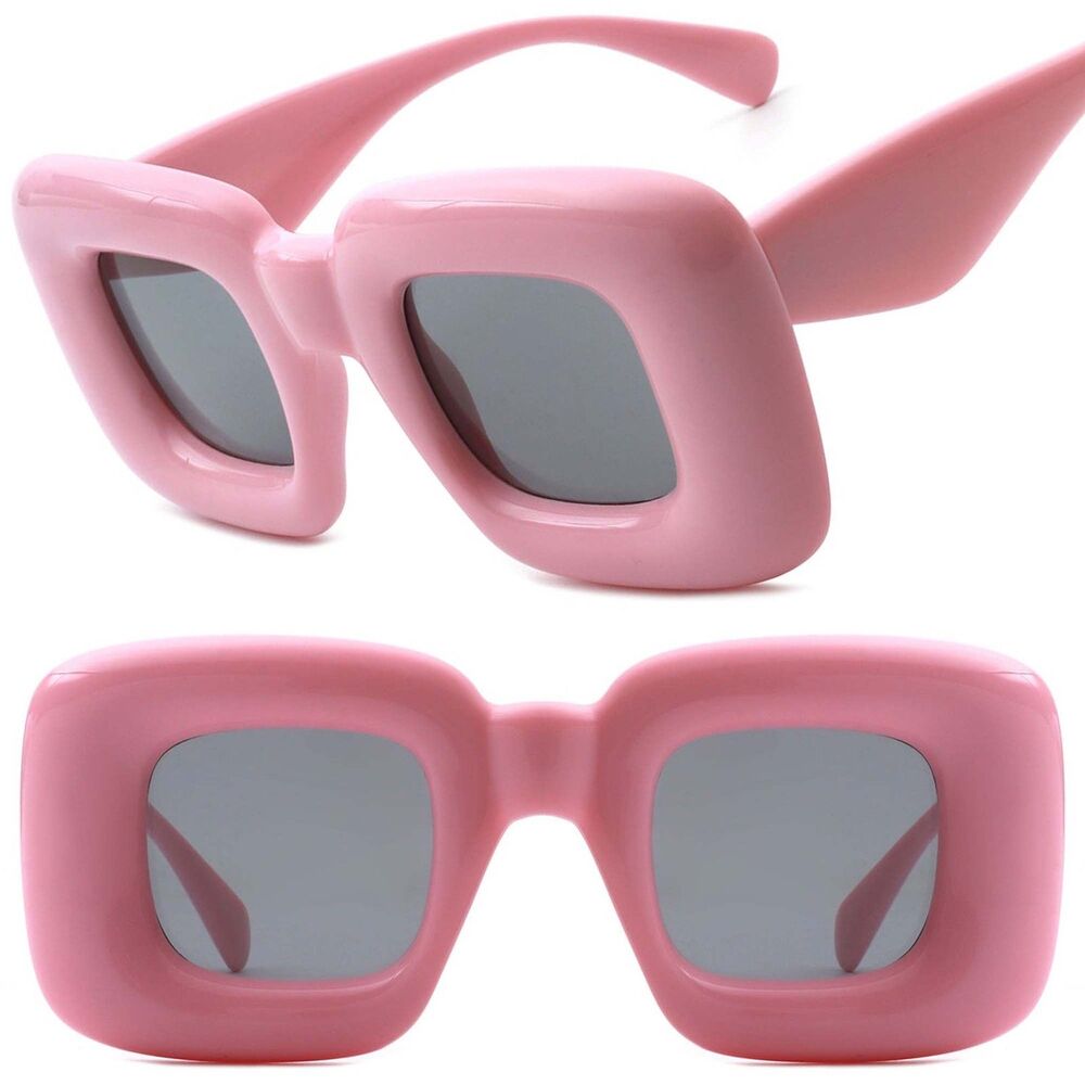 Square Irregular Chic Chunky Bloated Balloon Fashion Womens Pink Sunglasses